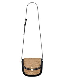 Saint Laurent Kaia Small Satchel In Raffia And Leather 6197401 Apricot