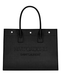 Saint Laurent Rive Gauche Small Tote Bag In Smooth Leather Black