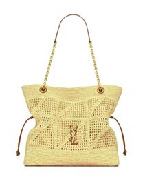 Saint Laurent Jamie Shopping In Raffia Apricot
