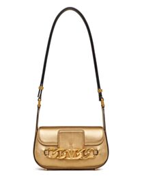 Valentino Vlogo Chain Small Laminated Nappa Shoulder Bag 