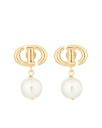 Christian Dior Women's CD Navy Earrings Golden