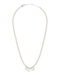 Celine Women's Monochroms Necklace In Glass Pearls And Brass With Rhodium Finish White