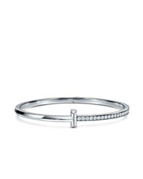 Tiffany Women's T1 Narrow Diamond Hinged Bangle Silver