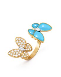 Van Cleef & Arpels Women's Two Butterfly Between The Finger Ring Blue