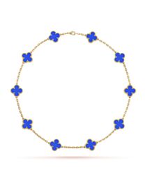 Van Cleef & Arpels Women's Vintage Alhambra Necklace, 10 Motifs Blue