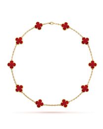 Van Cleef & Arpels Women's Vintage Alhambra Necklace, 10 Motifs Red