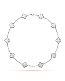 Van Cleef & Arpels Women's Vintage Alhambra Necklace, 10 Motifs Silver