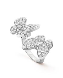 Van Cleef & Arpels Women's Two Butterfly Between The Finger Ring Silver