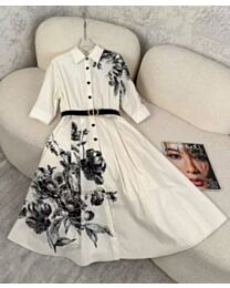 Christian Dior Women's Printed Dress Cream