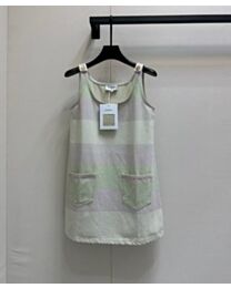 Chanel Women's Color Block Dress Green