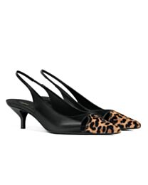 Celine Judy Calfskin And Leopard Print Plush Calfskin Crossbody Slingback Black
