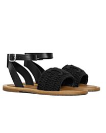 Celine Lympia Sandal In Triomphe Maccrame Cotton & Calfskin