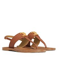 Celine Lympia Triomphe Calf Leather Flip-flops Coffee