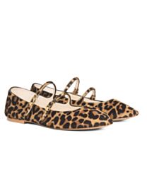 Celine Les Ballerines Celine Double Strap Ballerina In Leopard Printed Hairy Calfskin Coffee