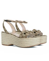 Gucci Women's Horsebit Lace-up Shoes Apricot