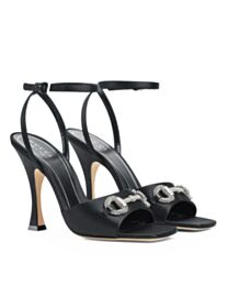Gucci Women's Sandal With Crystal Horsebit Black