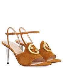 Gucci Women's Blondie Heeled Sandal 723396 Coffee