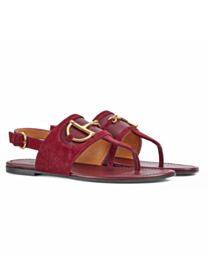 Gucci Women's Thong Sandals With Horsebit Red