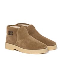 Miu Miu Women's Suede And Shearling Slip-On Booties 5T558