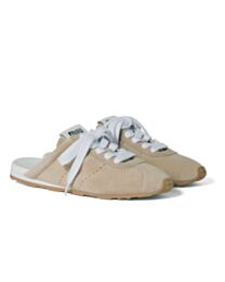 Miumiu Plume Suede Mules Apricot