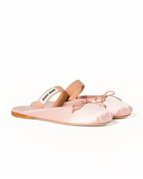Miumiu Satin Mary Jane Ballerina Mules Pink