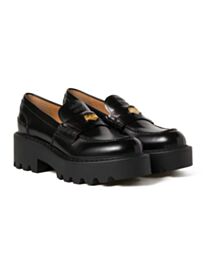 Miu Miu Women's Shiny Leather Loafers Black