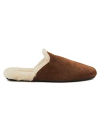 Prada Women's Brown Shearling Slippers Dark Coffee