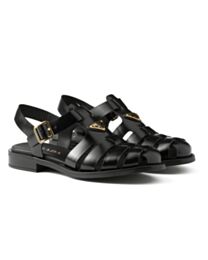 Prada Women's Leather Fisherman Sandals 1X889 Black