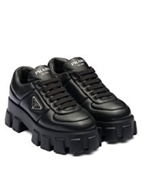 Prada Women's Soft Padded Nappa Leather Lace-up Shoes Black