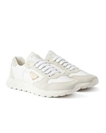 Prada Men's Prax 2.0 Re-Nylon And Suede Sneakers Cream