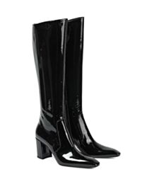 Saint Laurent Women's Lauren 70 Patent Leather Knee-High Boots Black