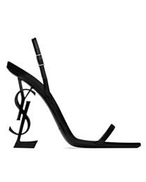 Saint Laurent Women's Opyum Slingback Sandals In Glazed Leather Black