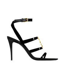 Saint Laurent Women's Cassandra Sandals In Patent Leather Black