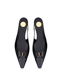 Saint Laurent Babylone Smooth Leather Slingback Flats Black