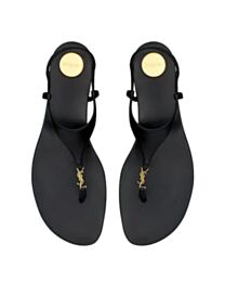 Saint Laurent Cassandra Smooth Leather Sandals Black