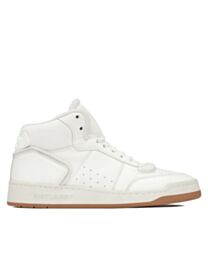 Saint Laurent Women's Sl/80 Mid-Top Sneakers In Smooth And Grained Leather Cream