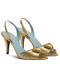 Valentino Women's Garavani Coeur Royal Sandal In Laminated Nappa Leather 85MM Golden
