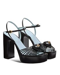 Valentino Women's Garavani Coeur Royal Platform Sandal In Kidskin 115MM Black