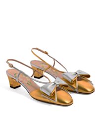 Valentino Garavani Bowow Slingback Pumps In Laminated Nappa 45Mm Golden