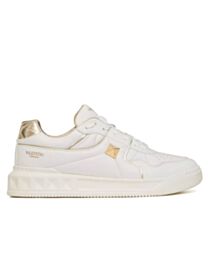Valentino Unisex One Stud Low-Top Sneaker In Nappa Leather Golden