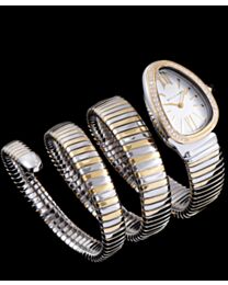 Bvlgari 18ct pink-gold, stainless steel and diamond watch White
