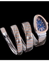 Bvlgari 35mm two tone stainless steel diamond watch Blue