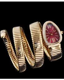 Bvlgari 35mm 18K Pink Gold Serpenti Tubogas Diamond Watch Henna