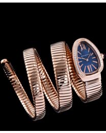 Bvlgari Rose-gold Stainless Steel Diamond Watch Blue