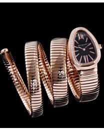 Bvlgari Rose-gold Stainless Steel Diamond Watch Black