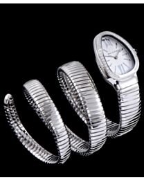 Bvlgari Sliver tone Stainless Steel Diamond Watch White