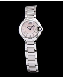 Cartier Ballon Bleu Silver Diamond Dial Ladies Watch Pink