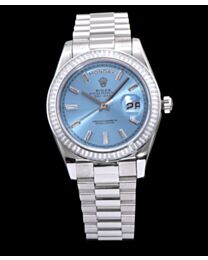 Rolex Men s Stainless Steel Watch With Diamond Blue
