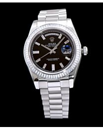 Rolex Men s Stainless Steel Watch With Diamond Black