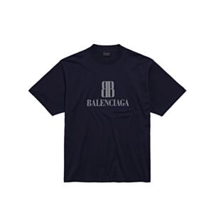 Balenciaga Nano Bb Logo Print Cotton T-Shirt Black